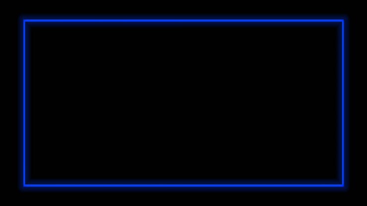 Marco rectangular moderno de neón azul claro con animación minimalista de gráficos en movimiento sobre fondo oscuro