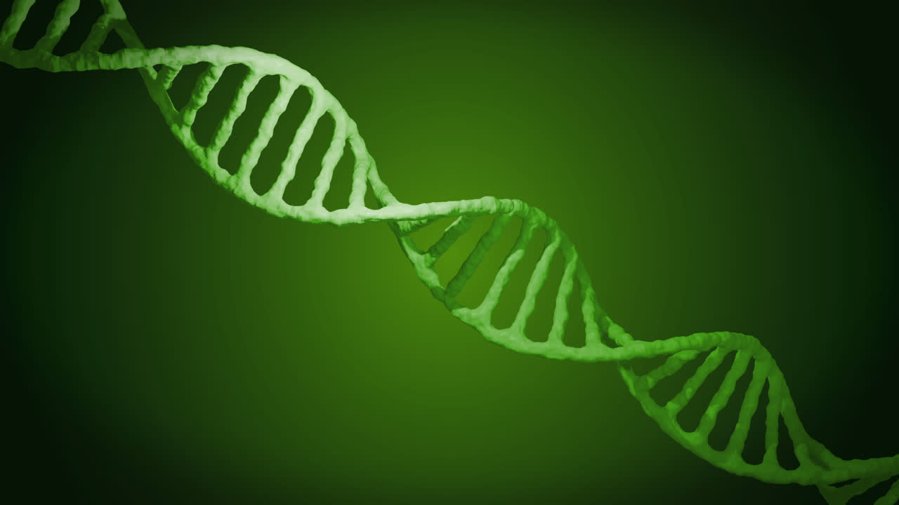 animación de la macro de la hilera de adn azul en 3d