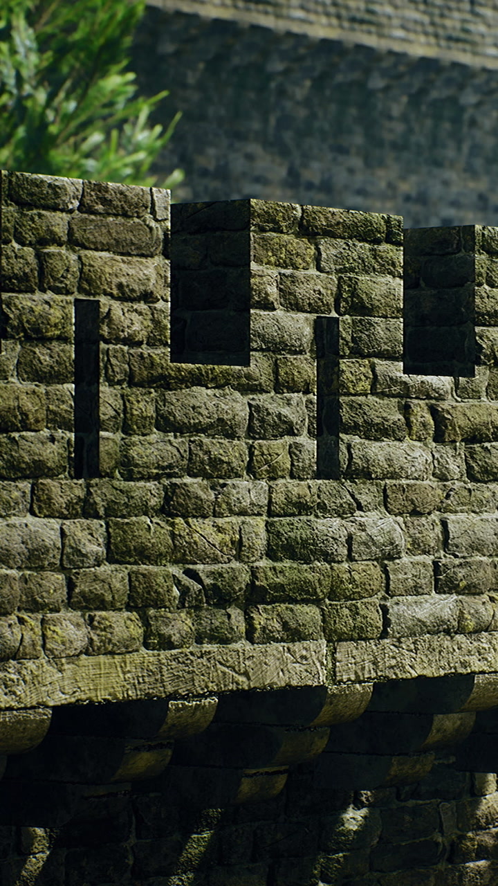 Explore the timeless beauty of an ancient stone fortress wall in sunlight