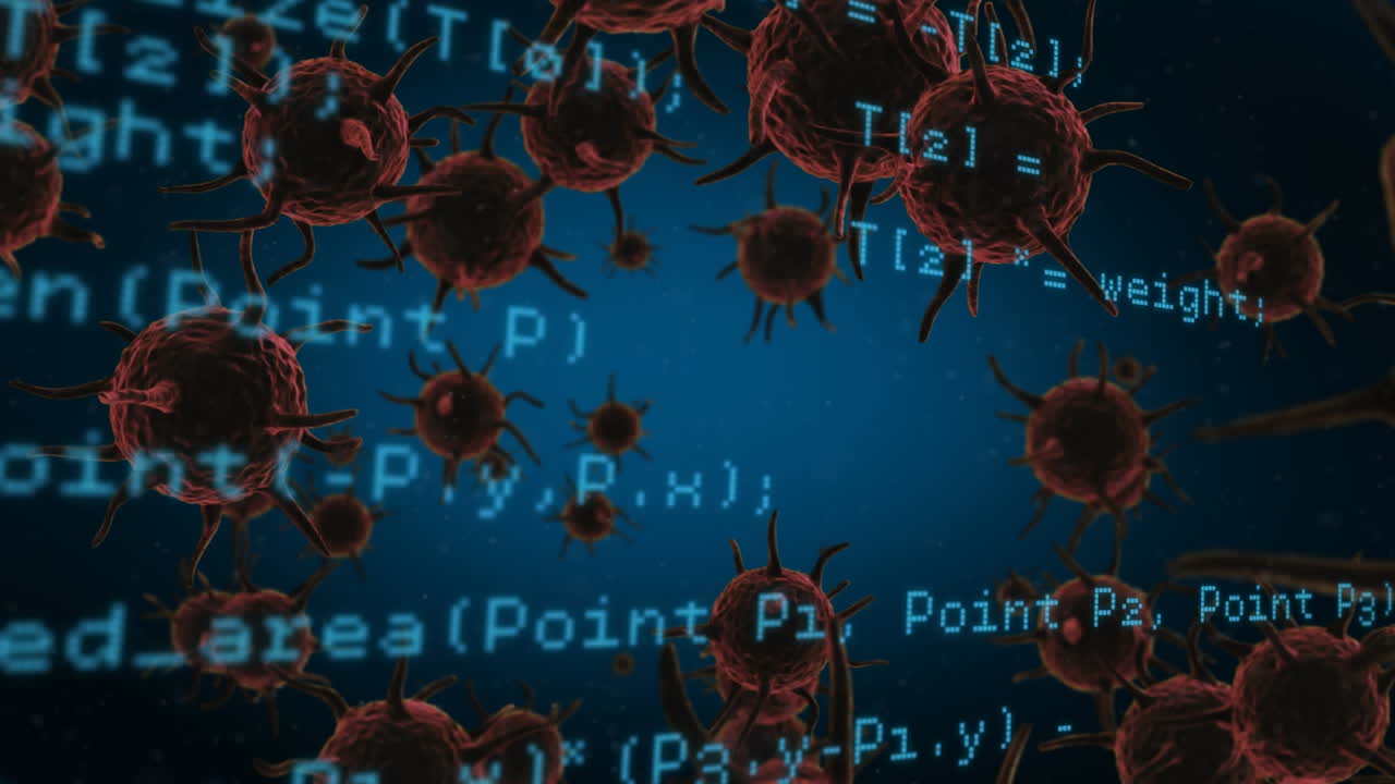 células de virus y códigos de programas