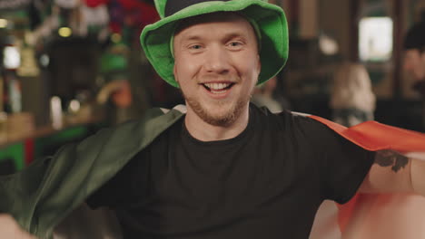 funny man dancing with irish flag