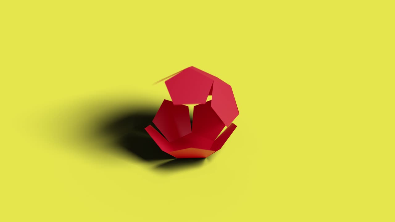 Net of a dodecahedron. 3d animation. Platonic solids.