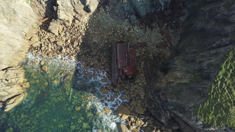 Untouched-Shipwreck-In-Land's-End-Cornwall-England---aerial-shot