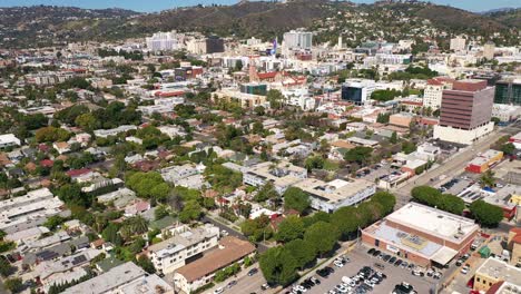Descending-aerial-shot-of-downtown-Hollywood.-4K