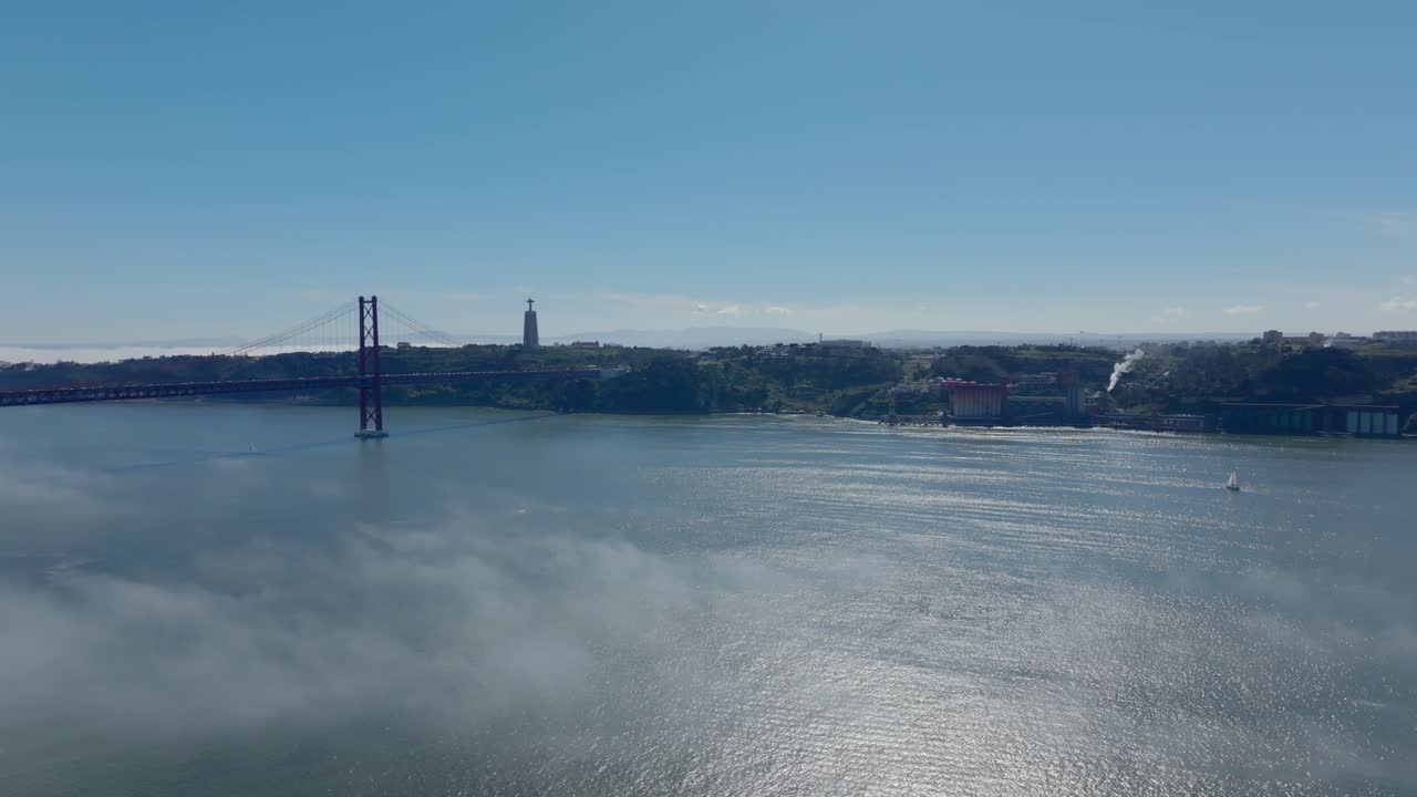 Drone shot of River Tejo.