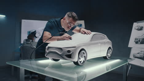 car model design in a modern design studio