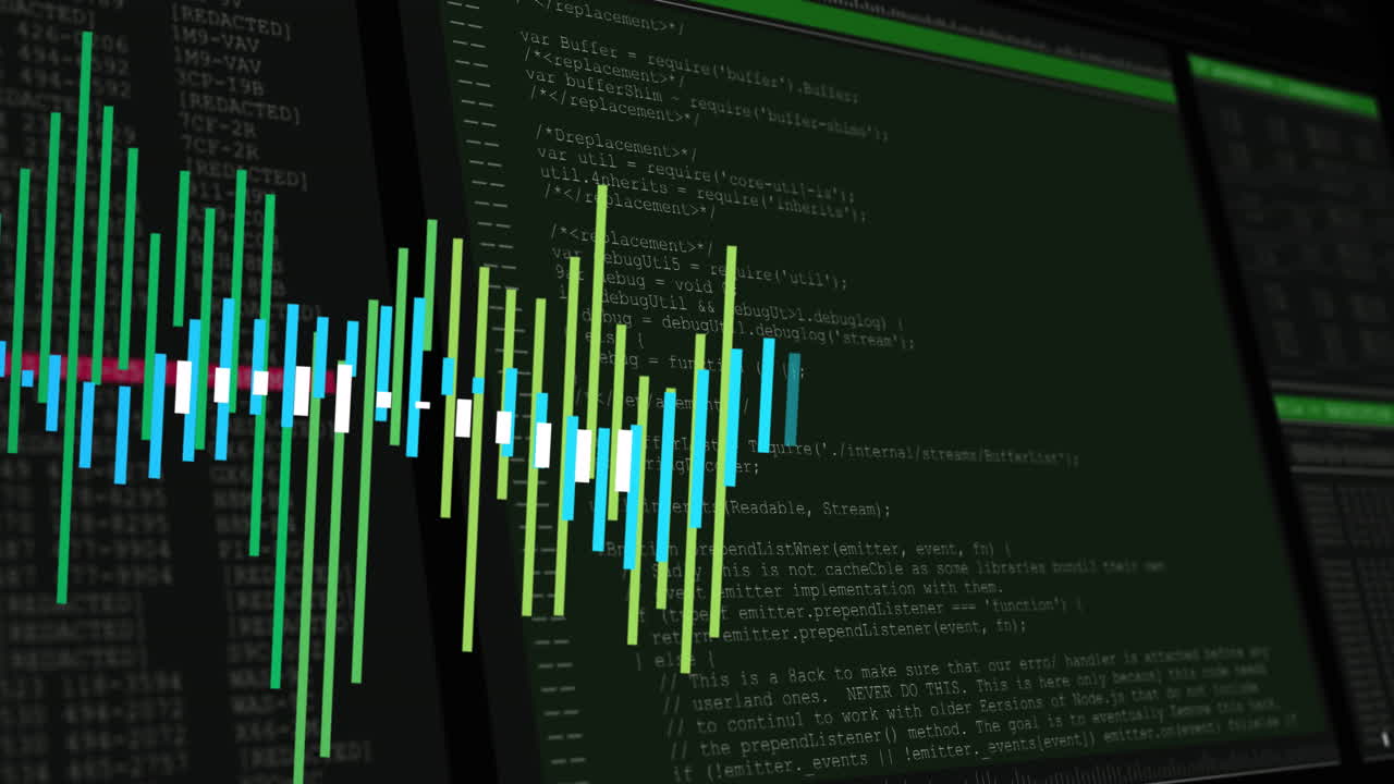검은 바탕 위의 금융 데이터 처리의 애니메이션