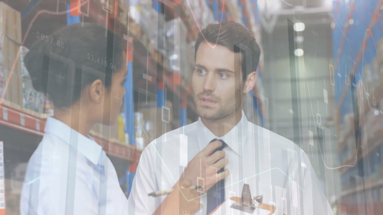 animación del procesamiento de datos sobre las personas que trabajan en el almacén