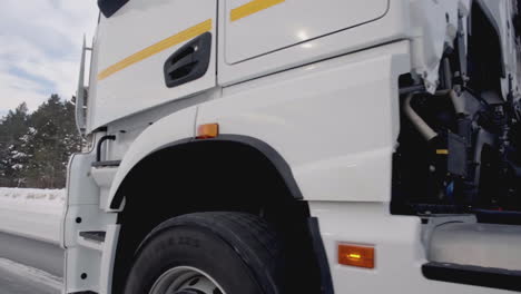 white truck on snowy road