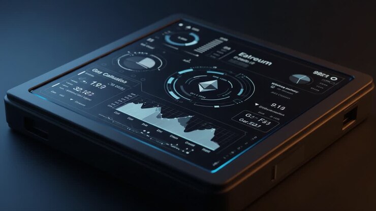 Detailed Analysis Dashboard Displaying Ethereum Data with Real-Time Metrics and Graphical Representation of Gas Fees and Network Performance Metrics