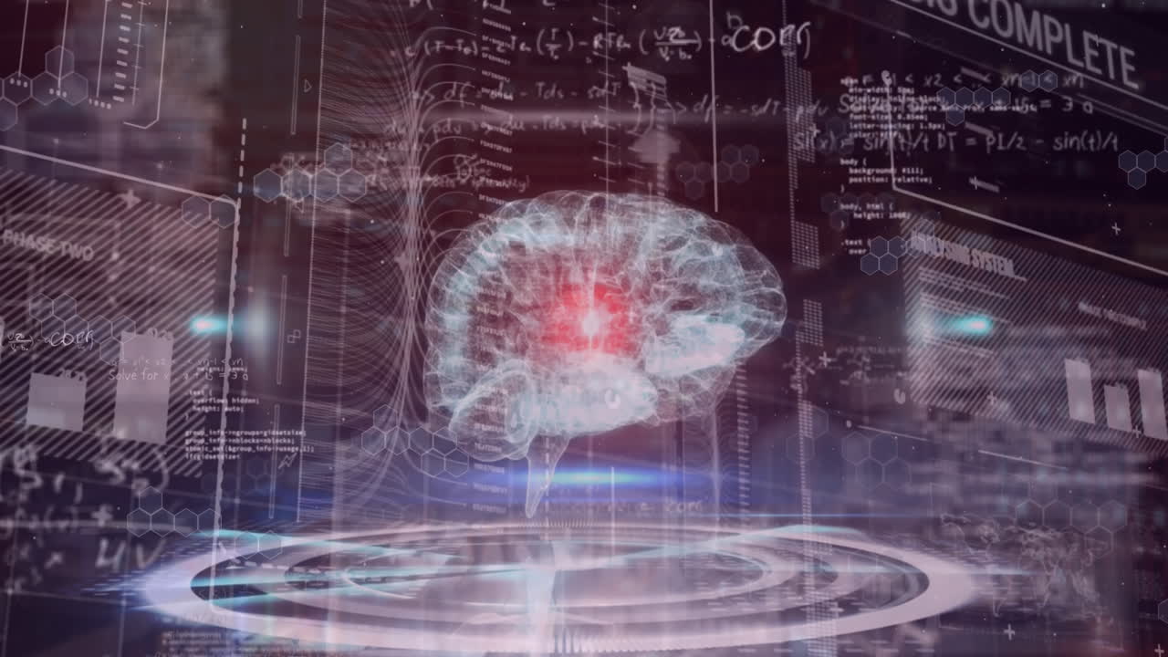 뇌를 통해 데이터 처리의 애니메이션