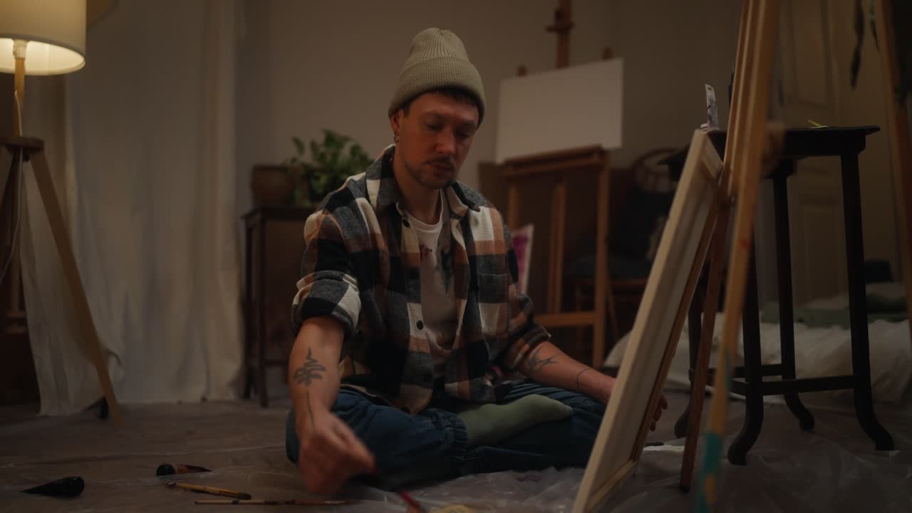 Man Painting at Home