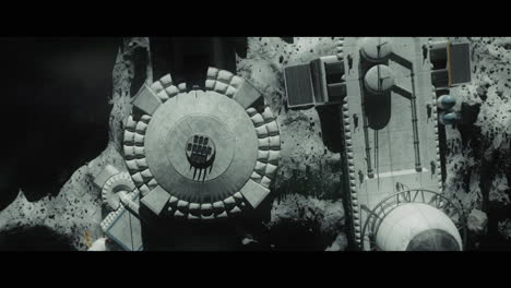 moon surface with a lunar base