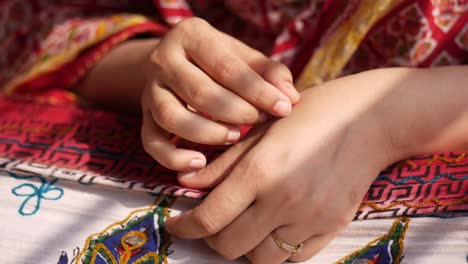 woman checking her wrist