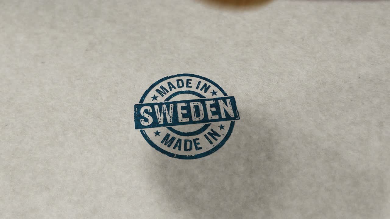 Made in Sweden stamp and stamping loop animation