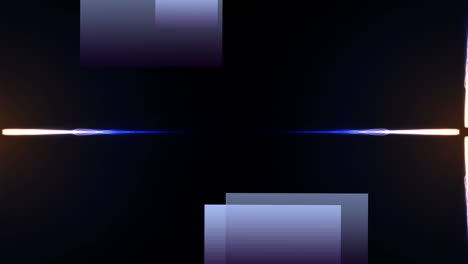 animation of grey squares with glowing current moving from centre in to left and right, on black