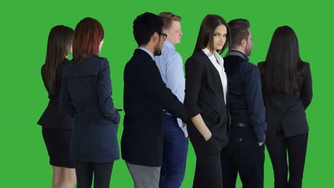 multi-ethnic group of successful managers. employees of a big growing corporation. greenscreen for chroma key