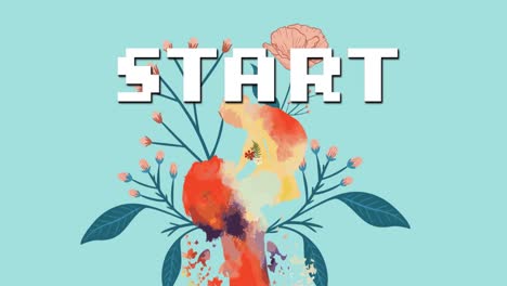 animation of start in digital abstract space with flower