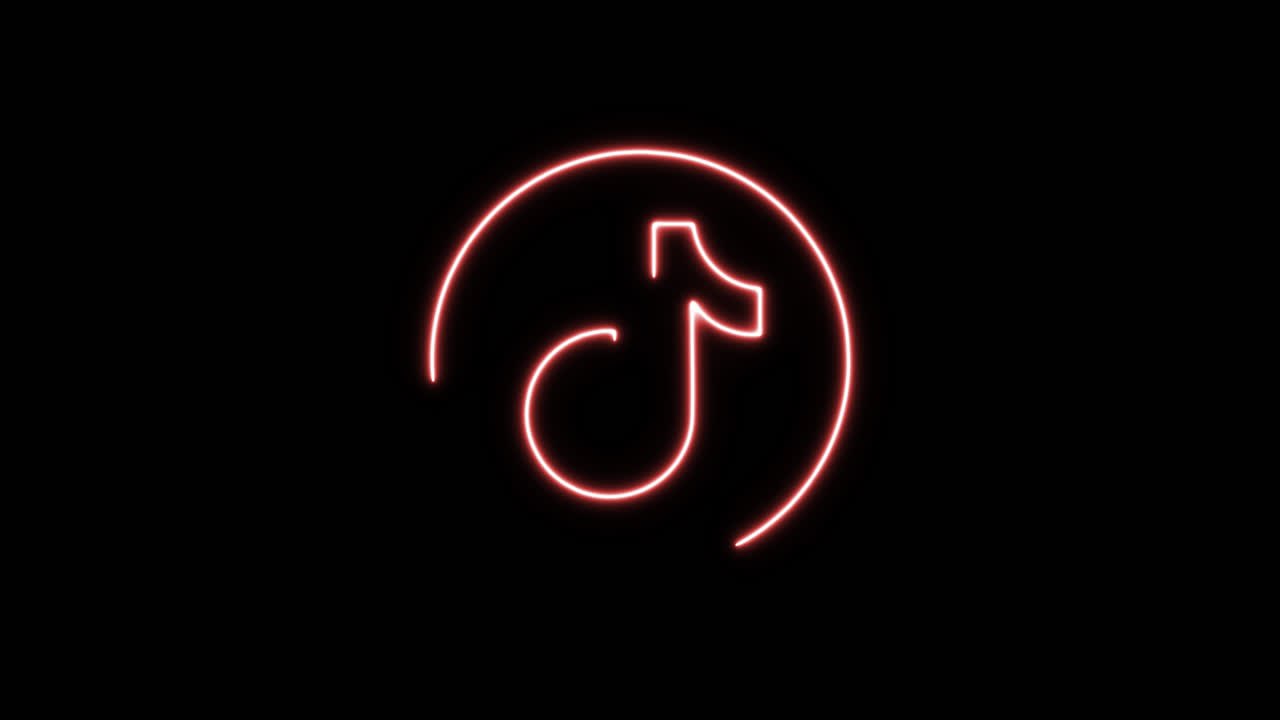 Red Neon Outline of TikTok Logo Animation