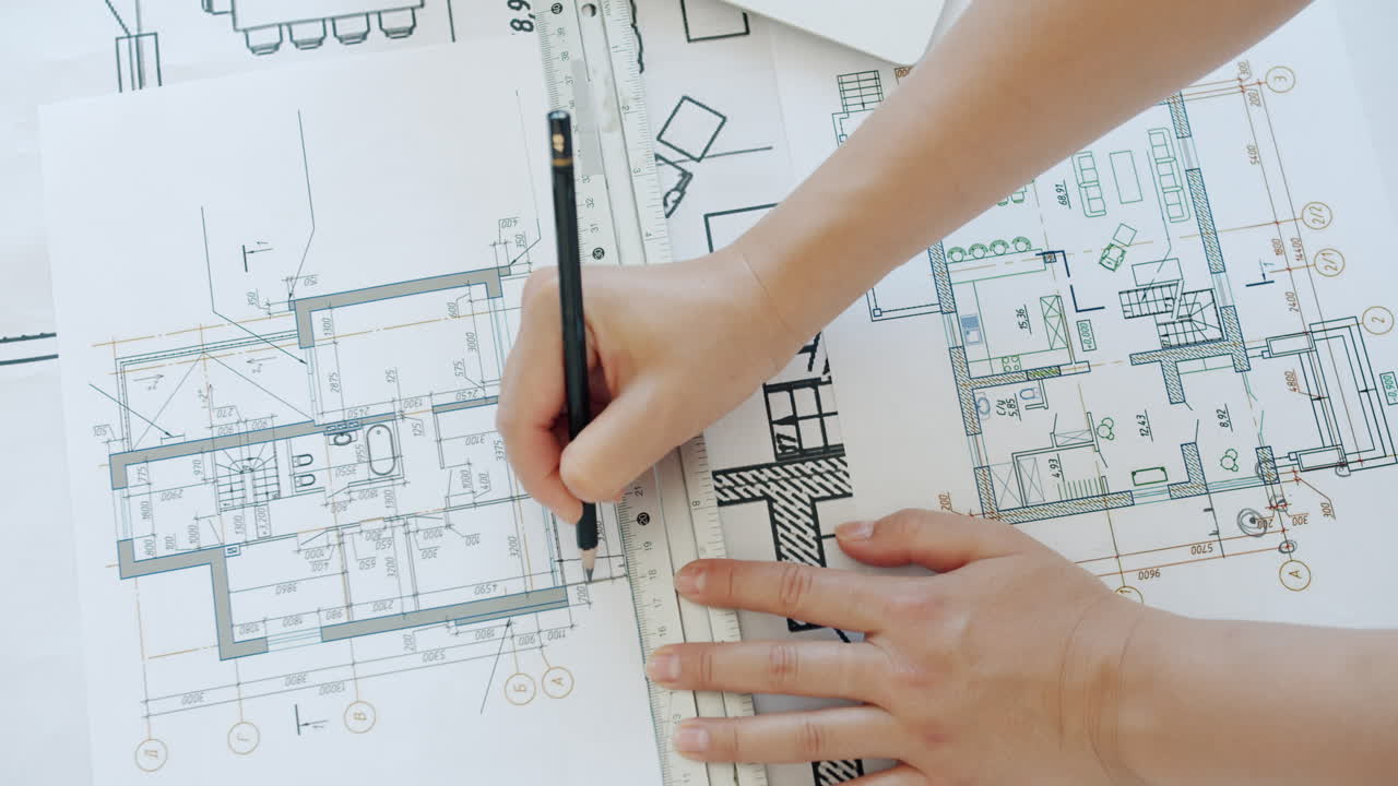 Architect working on house plans