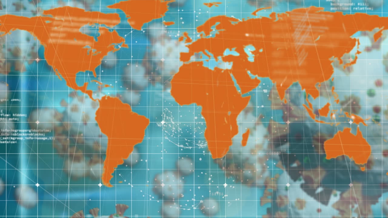 animación del procesamiento de datos sobre un fondo azul