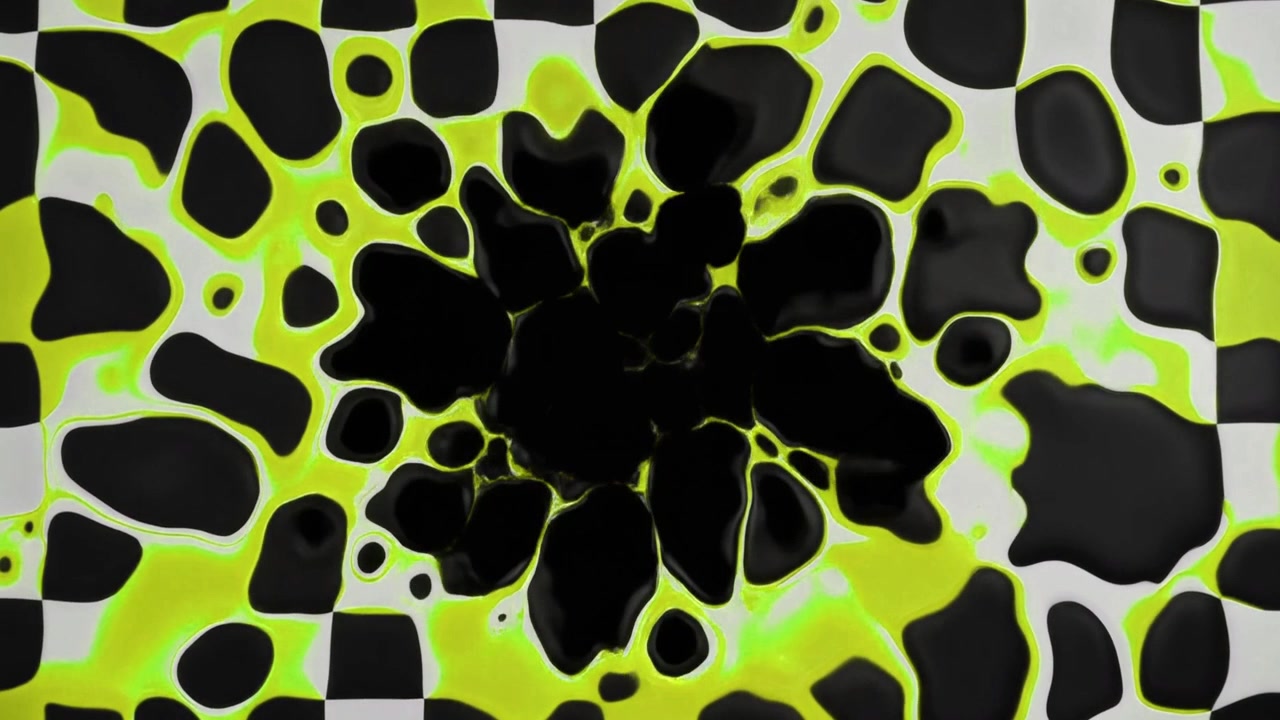 Abstract Animation of Liquid Neon Green and Black Shapes