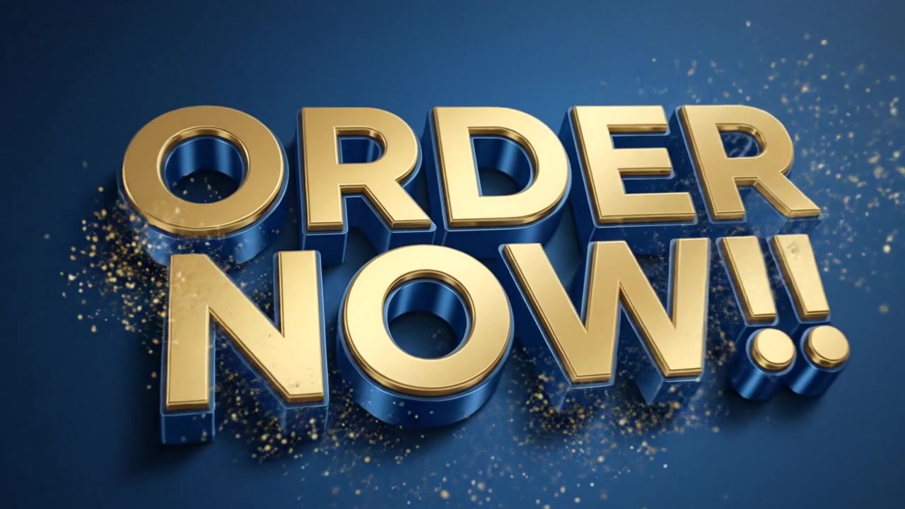 Order Now Promotional Text Animation With Glowing 3D Letters and E-commerce Design