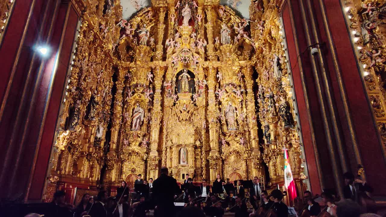 Philharmonic concert inside the Temple of San Francisco Javier, in commemoration of the 60th anniversary of the National Museum of the Viceroyalty in Tepotzotlán, Mexico