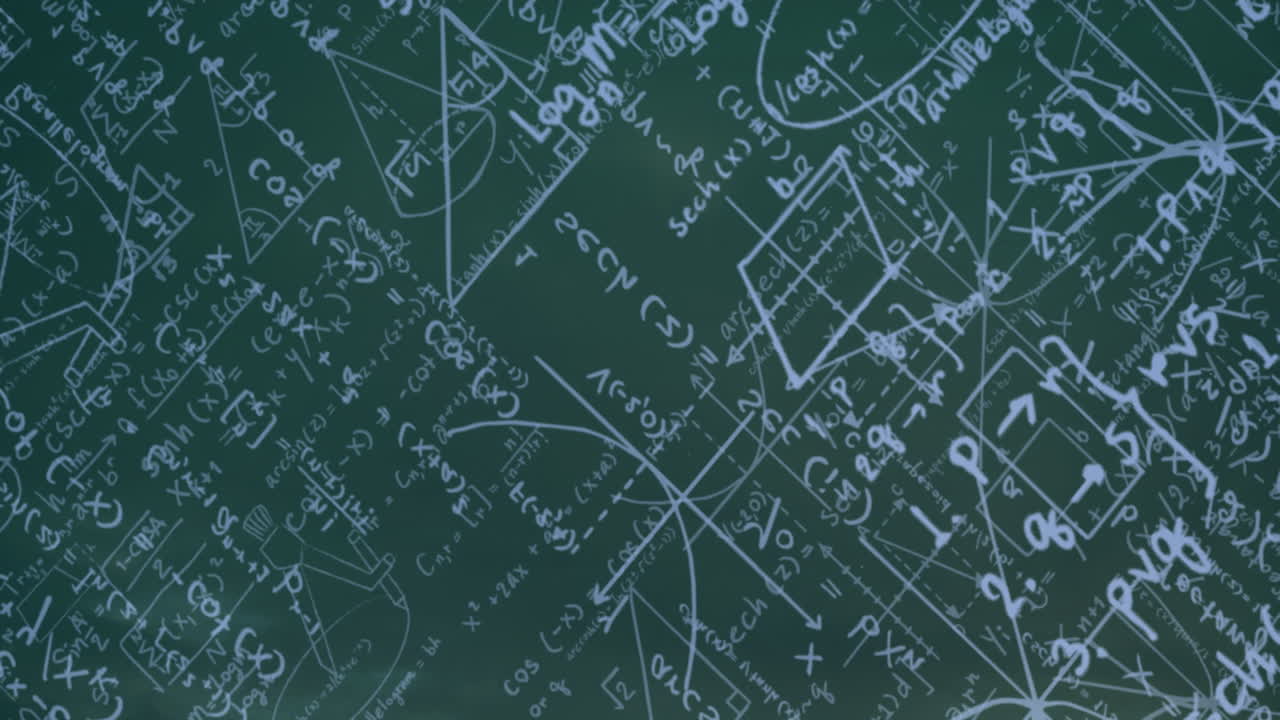 초록색 배경에 수학 공식의 애니메이션