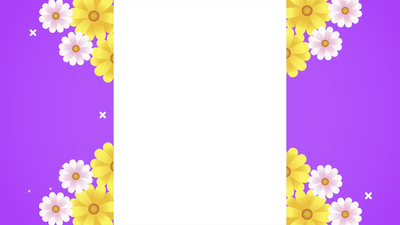 flores de primavera blancas y amarillas decoración marco de animación