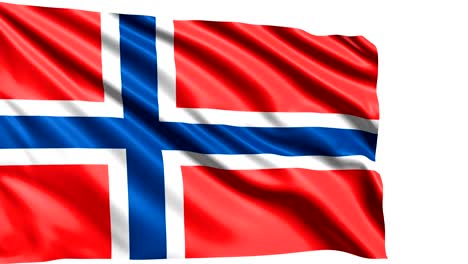 bandera de noruega con estructura de tela en el viento (canal alfa, en bucle)
