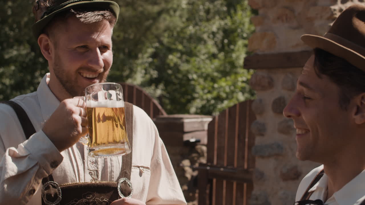 Men celebrating Oktoberfest with beer