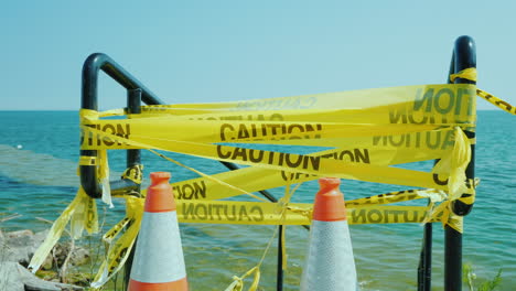 locked entrance to the marina or beach flooding and sea level rise