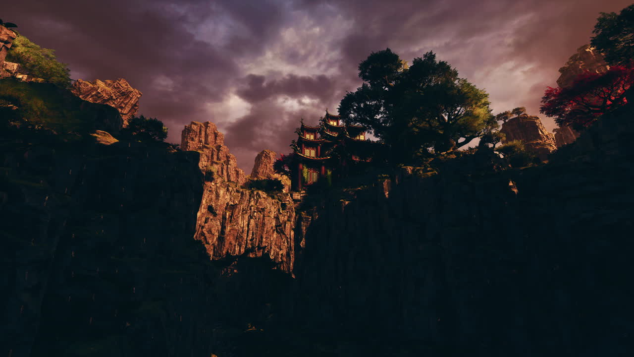 절벽 위에 있는 중국 사원