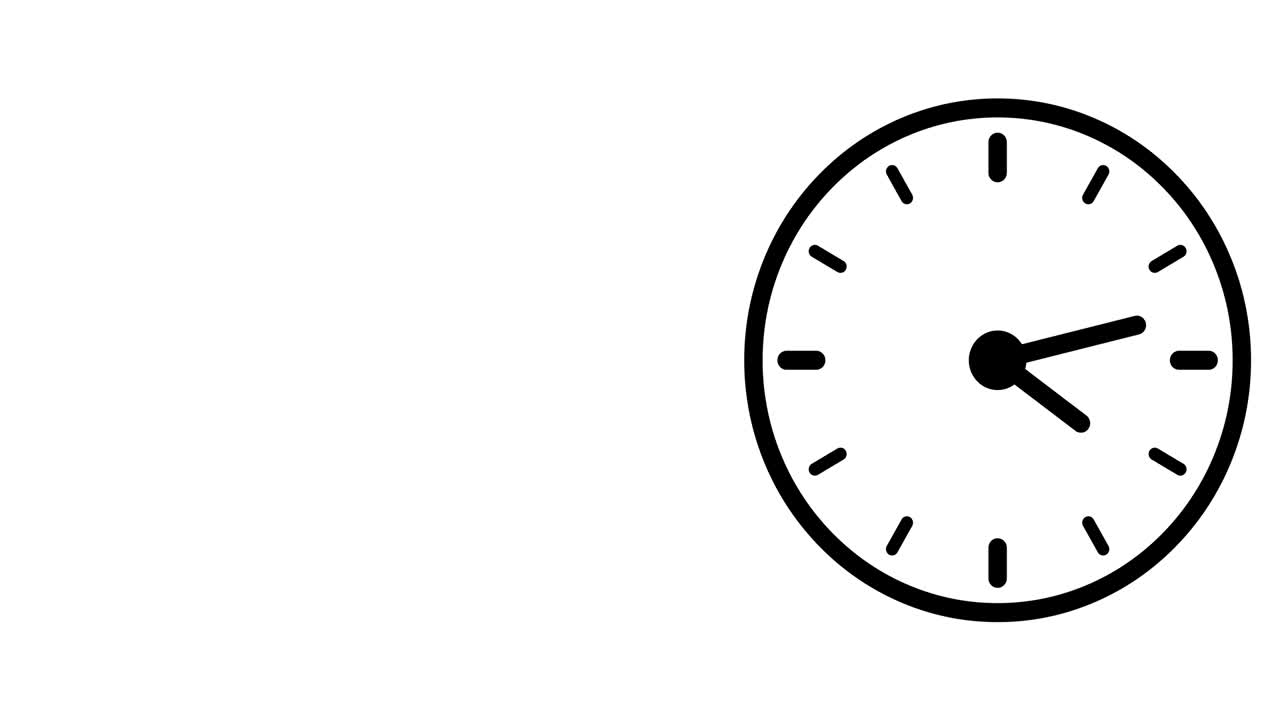 horario del reloj horas de trabajo horas de oficina animadas. temporizador vídeo timelapse animación 4k