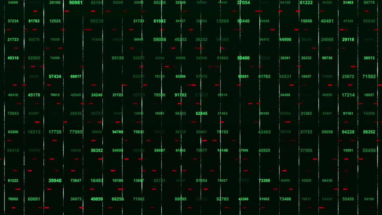 Flusso di dati digitali con numeri verdi scorrevoli