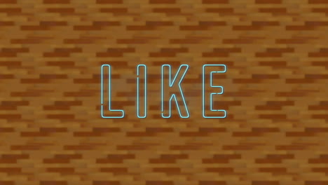 animation of flickering blue neon text, like, over digital brick wall texture