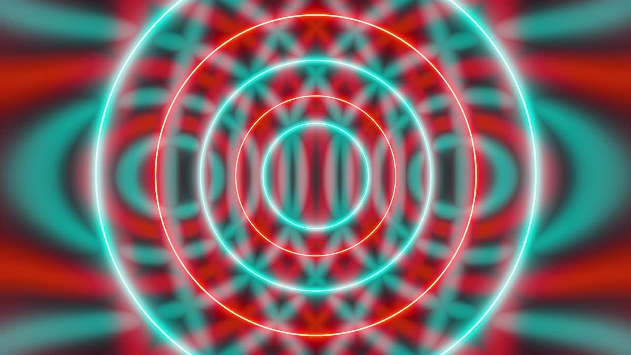 los círculos de neón abstractos forman un túnel sin fin, generado por computadora. renderización 3d del fondo brillante