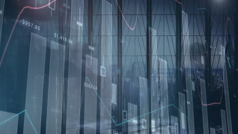 animation of financial data processing over business people