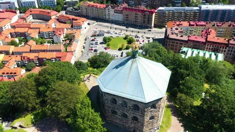 massive architecture of the famous skansen kronan in sweeden - aerial shot