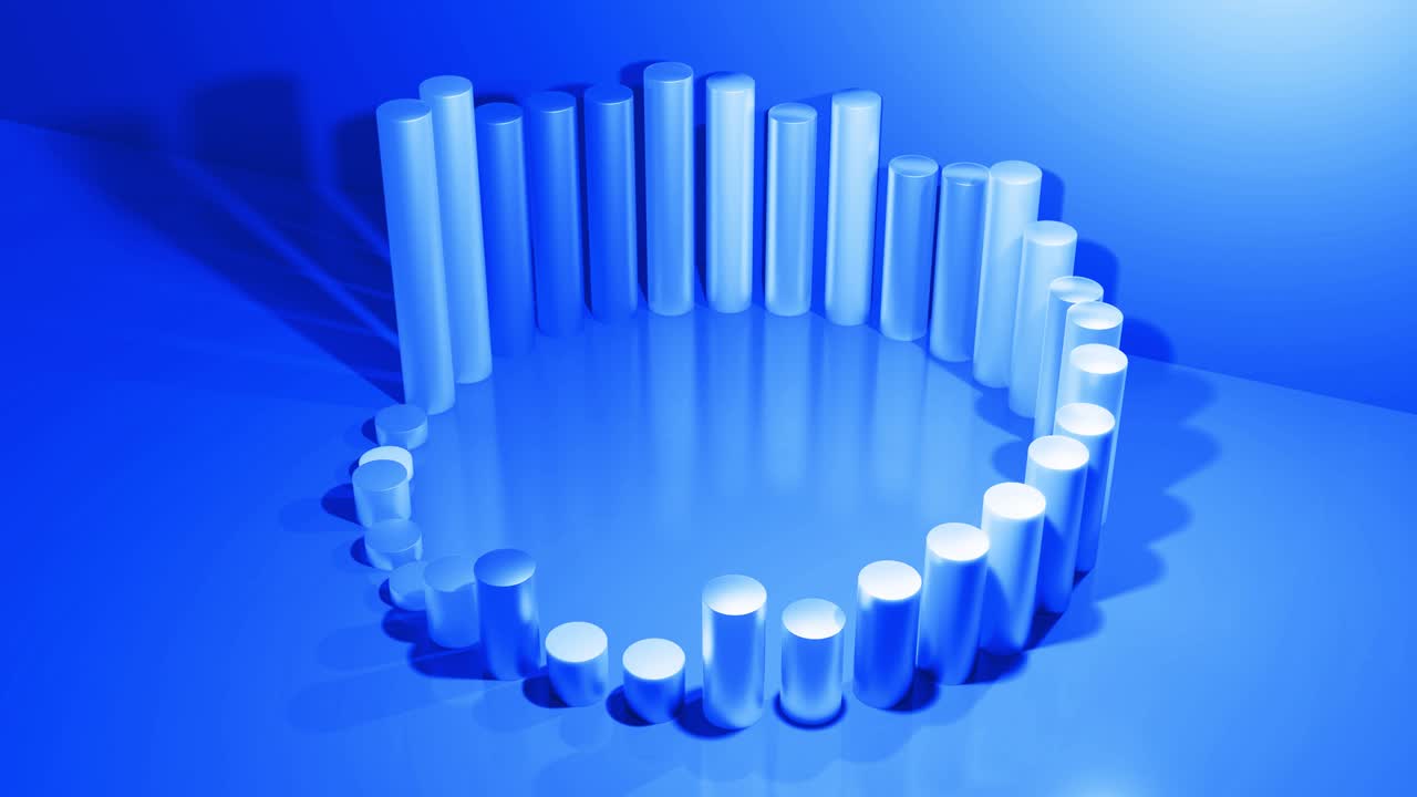 columnas abstractas como fondo de bucle abstracto para programas analíticos y transmisiones de noticias. fondo geométrico 3d como infografías abstractas. visualización de datos estadísticos en azul.