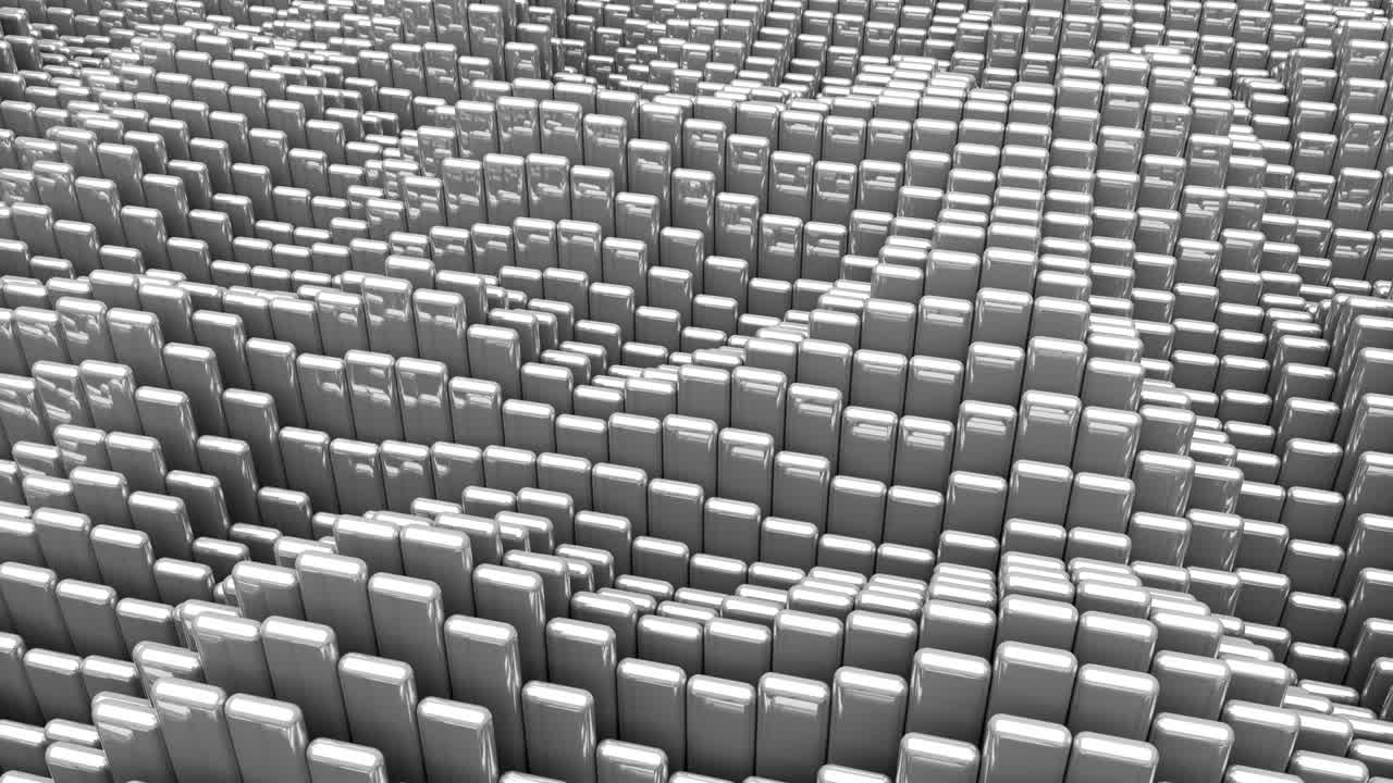 반이는 둥근 회색 큐브와 함께 흔들리는 표면 애니메이션 배경