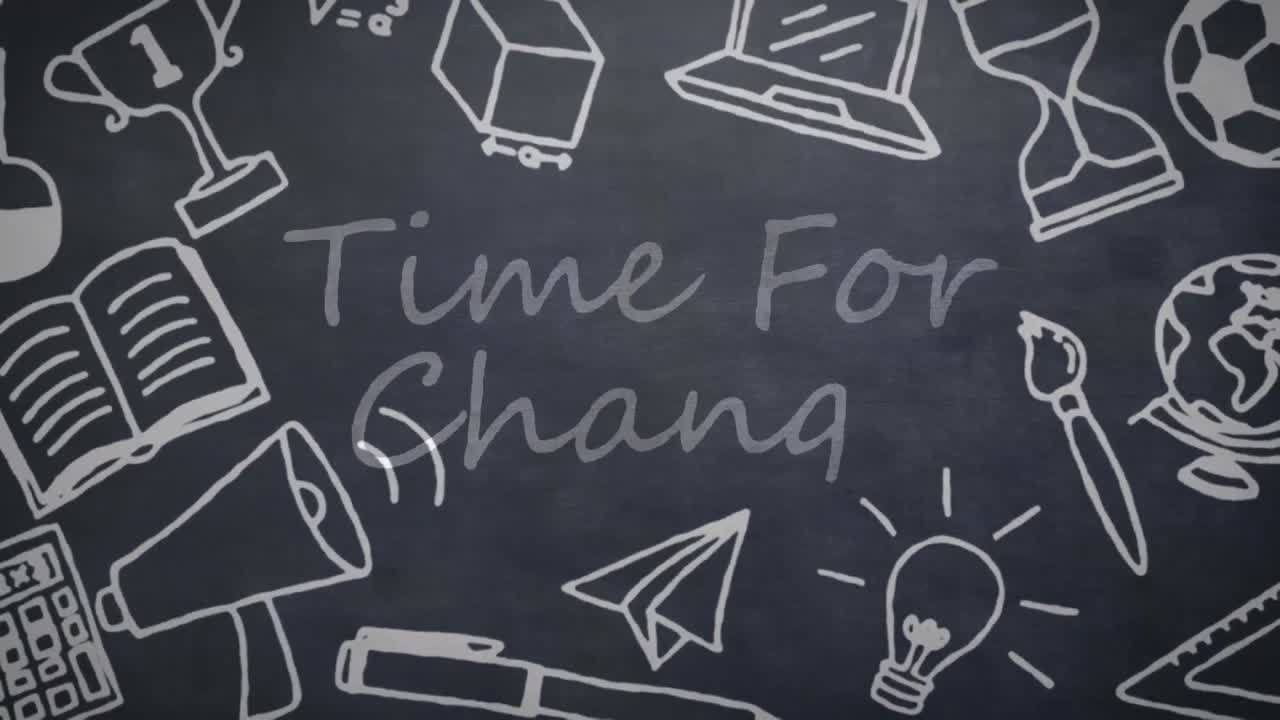 학교 아이템 아이콘 위의 텍스트를 변경하는 시간의 애니메이션