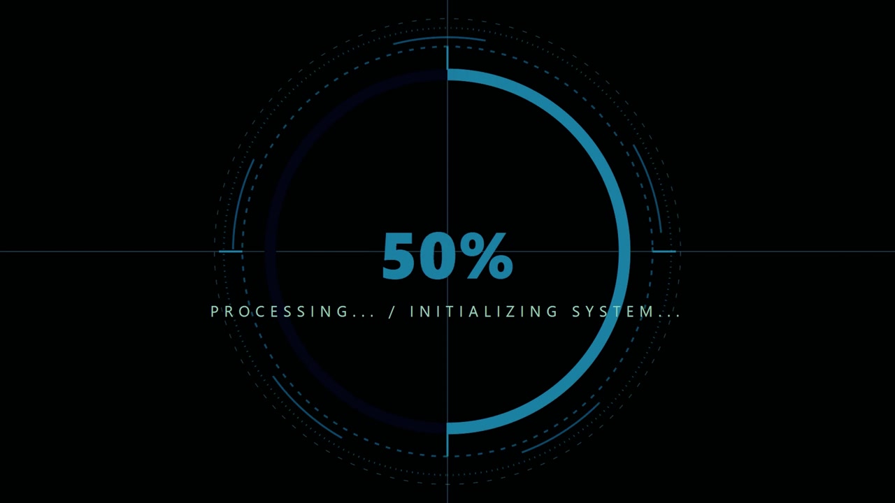 Digital Loading Progress Circle with System Initialization Interface