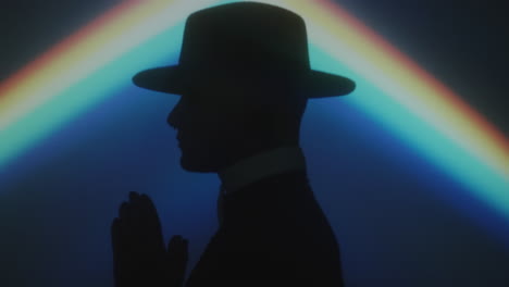 silhouette of praying priest