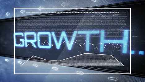 animation of text with data processing over dark background