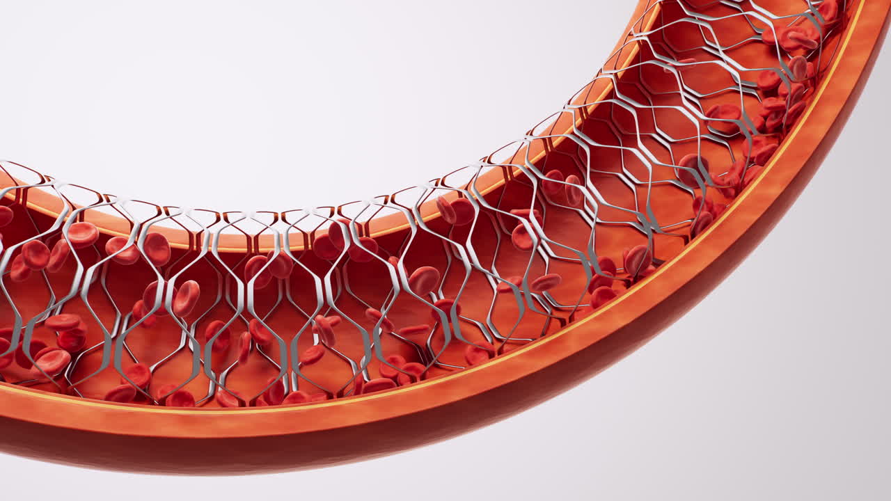 Blood vessel with coronary stent in it, 3d rendering