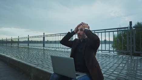 stressed businessman outdoors