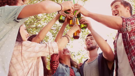 In-slow-motion-happy-friends-in-the-park-having-barbecue