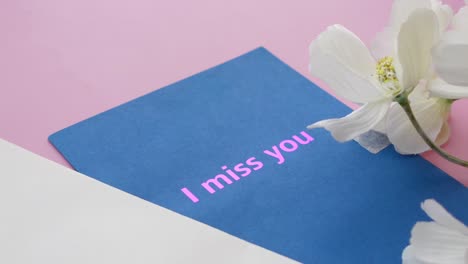 i miss you card with flowers